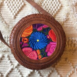 Authentic Mexican Round Leather Crossbody Bag